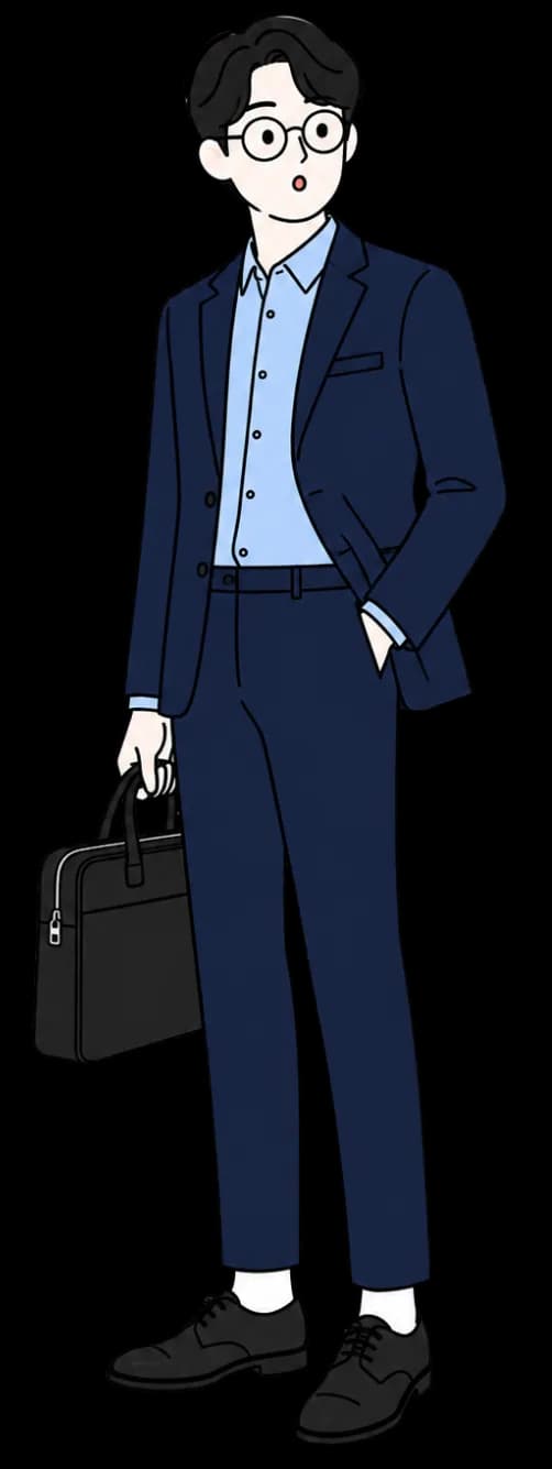眼鏡をかけたスーツ姿のビジネスマンのイラスト